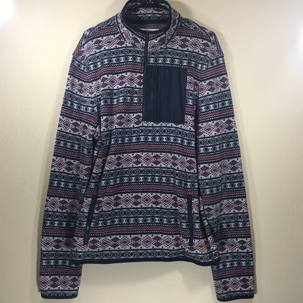 Nordic Fair Isle 1/2 zip pullover fleece sweater